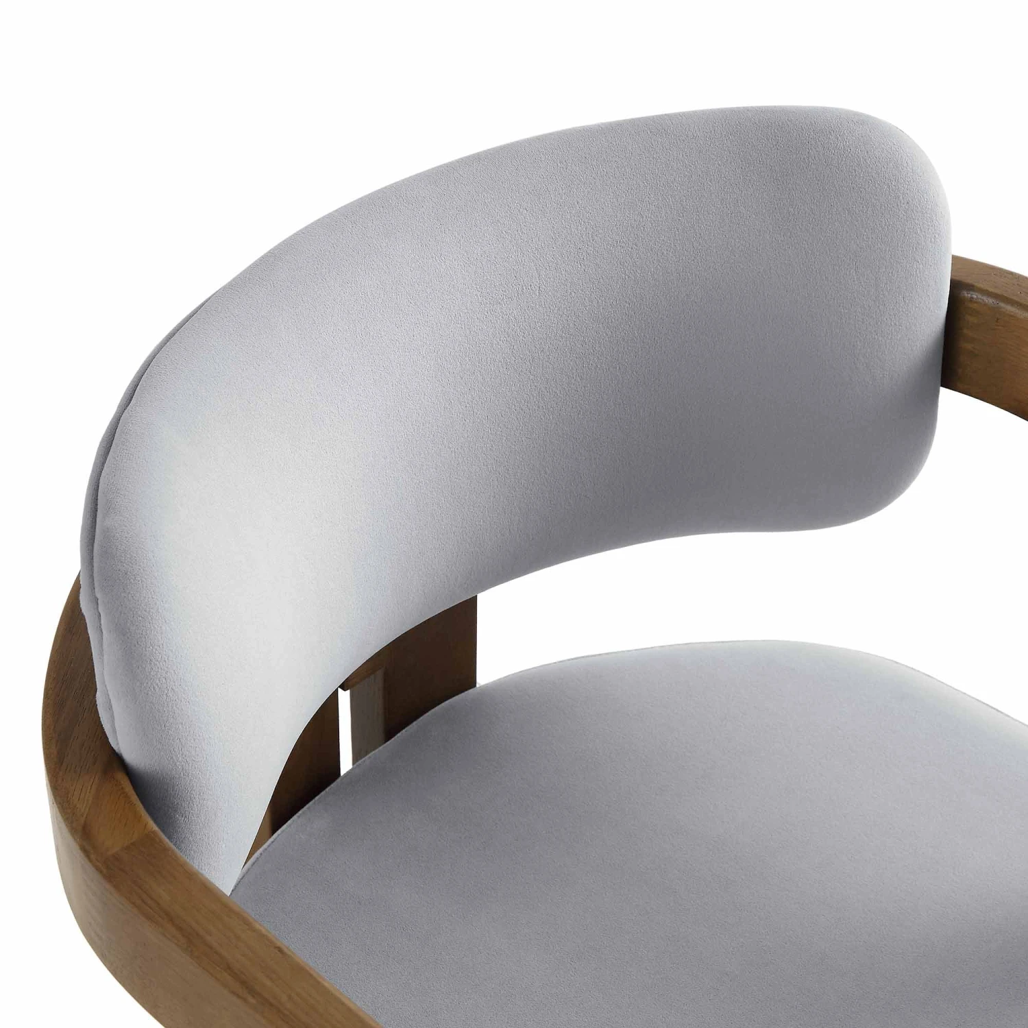 Stanford Curved Walnut Wood Frame Grey Velvet Chair 11 Stanford Curved Walnut Wood Frame Grey Velvet Chair - Image 11