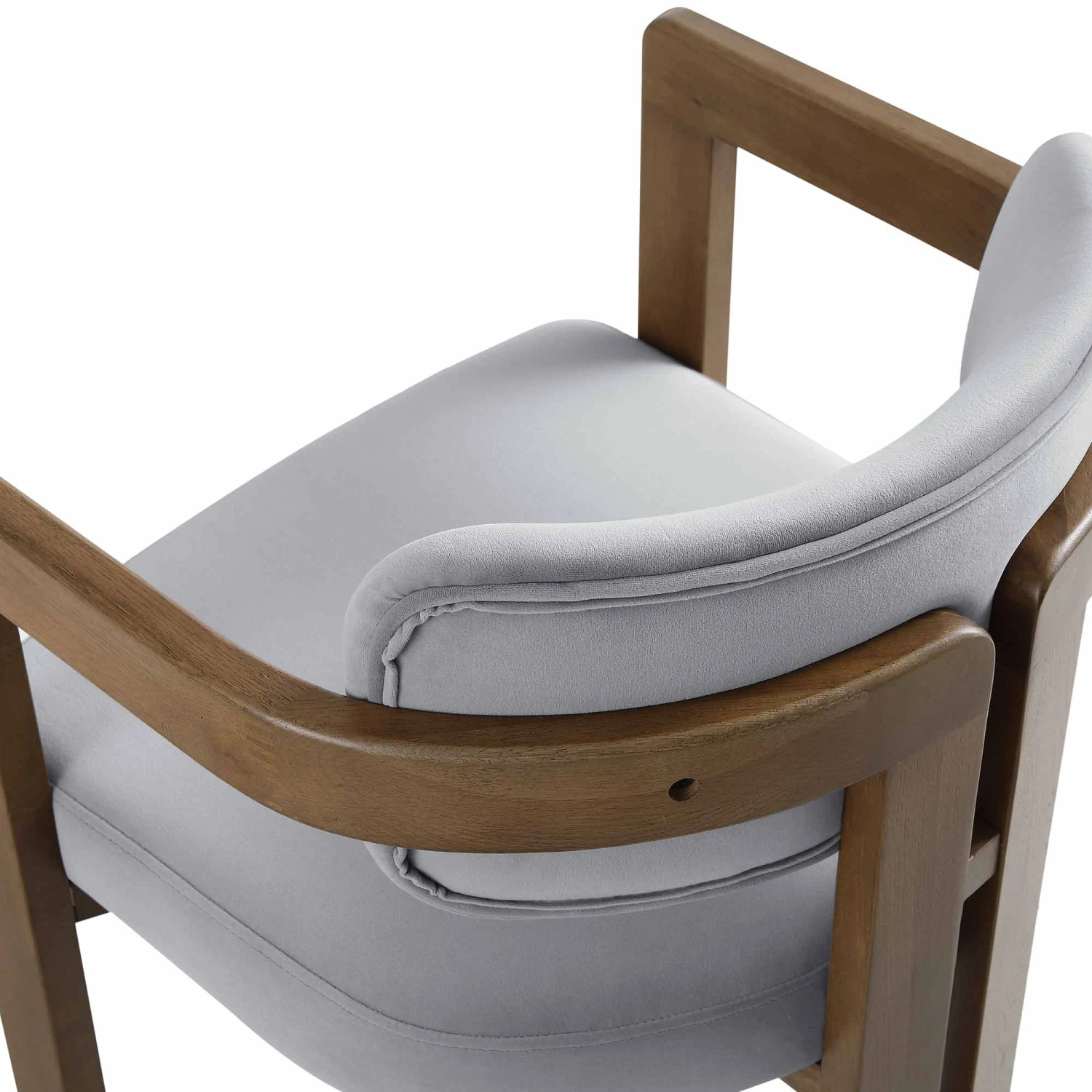 Stanford Curved Walnut Wood Frame Grey Velvet Chair 13 Stanford Curved Walnut Wood Frame Grey Velvet Chair - Image 13