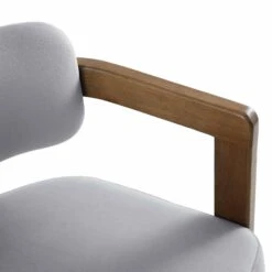 Stanford Curved Walnut Wood Frame Grey Velvet Chair 27 Stanford Curved Walnut Wood Frame Grey Velvet Chair -Daals Store XNDCH 727 GREY VEL detail4