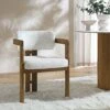 Stanford Curved Oak Frame Upholstered Chair, White Boucle Light Walnut Frame -Daals Store XNDCH 727 WHITE BOUCLE main