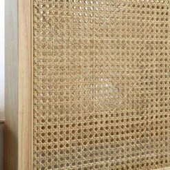 Pienza Cane Sofa Bed, Beige Woven Fabric With Natural Solid Oak Frame -Daals Store XNSF 760 BEIGEFAB NAT detail3