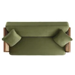 Pienza Cane Sofa Bed, Moss Green Velvet With Walnut Frame 23 Pienza Cane Sofa Bed, Moss Green Velvet With Walnut Frame -Daals Store XNSF 760 GREENVEL WALN WB3