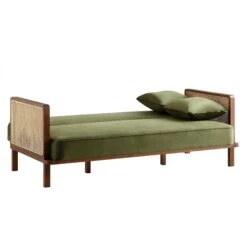 Pienza Cane Sofa Bed, Moss Green Velvet With Walnut Frame 25 Pienza Cane Sofa Bed, Moss Green Velvet With Walnut Frame -Daals Store XNSF 760 GREENVEL WALN WB5