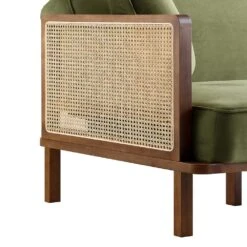 Pienza Cane Sofa Bed, Moss Green Velvet With Walnut Frame 28 Pienza Cane Sofa Bed, Moss Green Velvet With Walnut Frame -Daals Store XNSF 760 GREENVEL WALN detail1