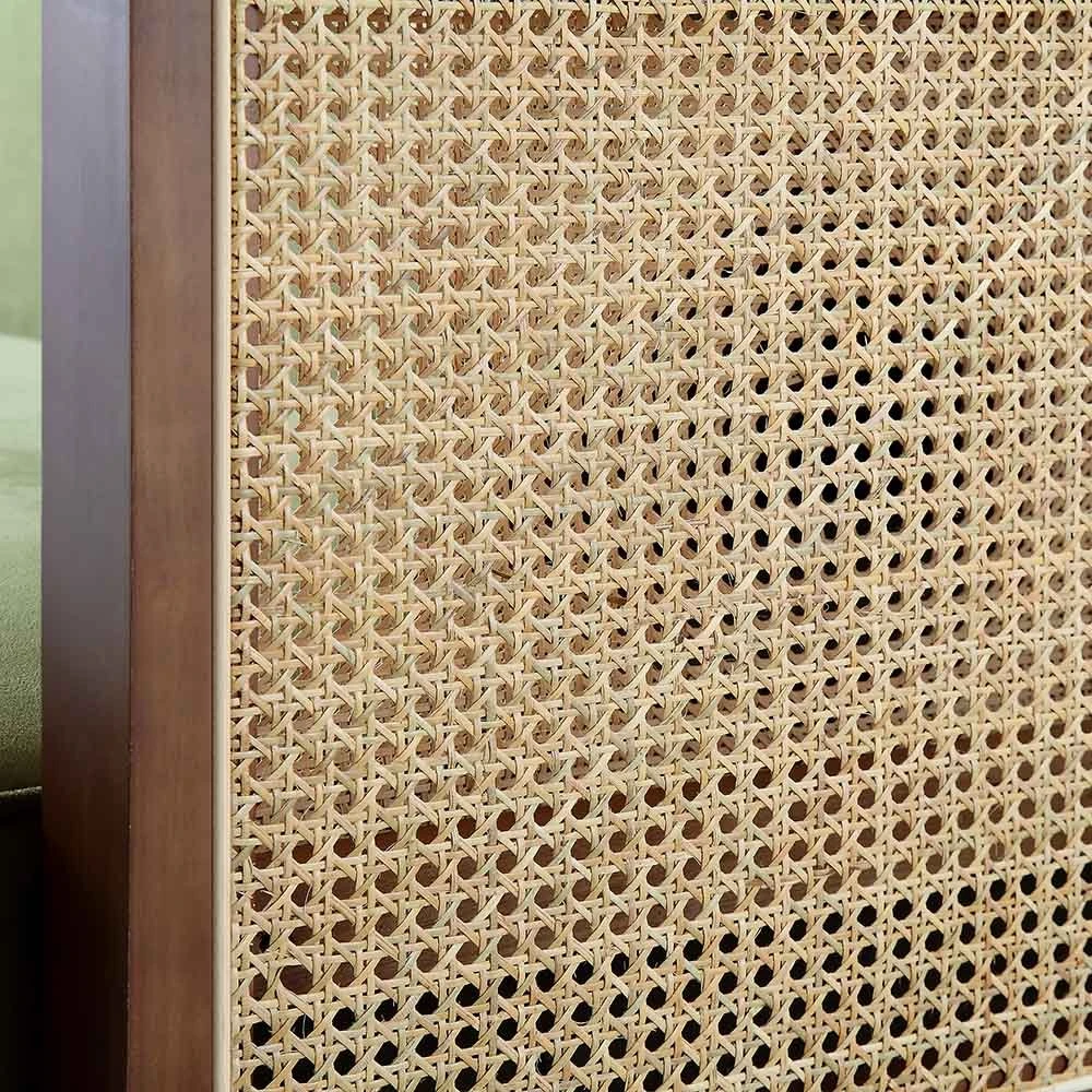 Pienza Cane Sofa Bed, Moss Green Velvet With Walnut Frame 15 Pienza Cane Sofa Bed, Moss Green Velvet With Walnut Frame - Image 15