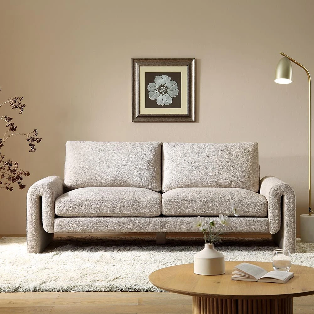 Hampstead Taupe Boucle Curved 3-Seater Sofa 1 Hampstead Taupe Boucle Curved 3-Seater Sofa