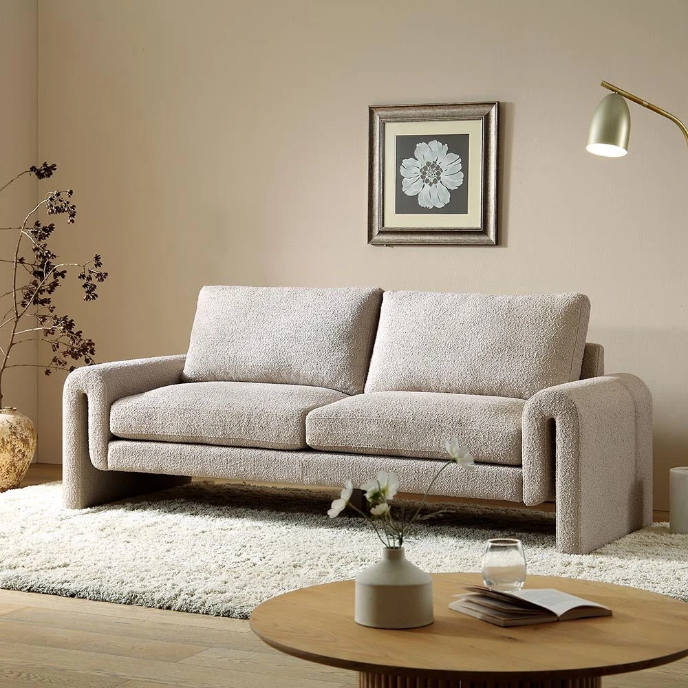 Hampstead Taupe Boucle Curved 3-Seater Sofa 2 Hampstead Taupe Boucle Curved 3-Seater Sofa - Image 2