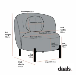 Amboise Armchair With Ball Cushion, Ecru Boucle -Daals Store XRSF 2183 1ST CHART 1