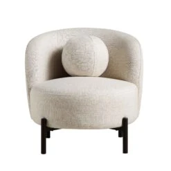 Amboise Armchair With Ball Cushion, Beige Linen Blend -Daals Store XRSF 2183 BEIGE LIN 1ST WB1