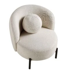 Amboise Armchair With Ball Cushion, Beige Linen Blend -Daals Store XRSF 2183 BEIGE LIN 1ST WB3