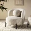Amboise Armchair With Ball Cushion, Beige Linen Blend