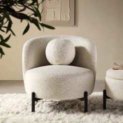 Amboise Armchair With Ball Cushion, Beige Linen Blend -Daals Store XRSF 2183 BEIGE LIN 1ST scene2