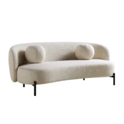 Amboise 3-Seater Curved Sofa With Ball Cushions, Beige Linen Blend 22 Amboise 3-Seater Curved Sofa With Ball Cushions, Beige Linen Blend -Daals Store XRSF 2183 BEIGE LIN 3ST WB1
