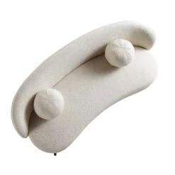 Amboise 3-Seater Curved Sofa With Ball Cushions, Beige Linen Blend 26 Amboise 3-Seater Curved Sofa With Ball Cushions, Beige Linen Blend -Daals Store XRSF 2183 BEIGE LIN 3ST WB4