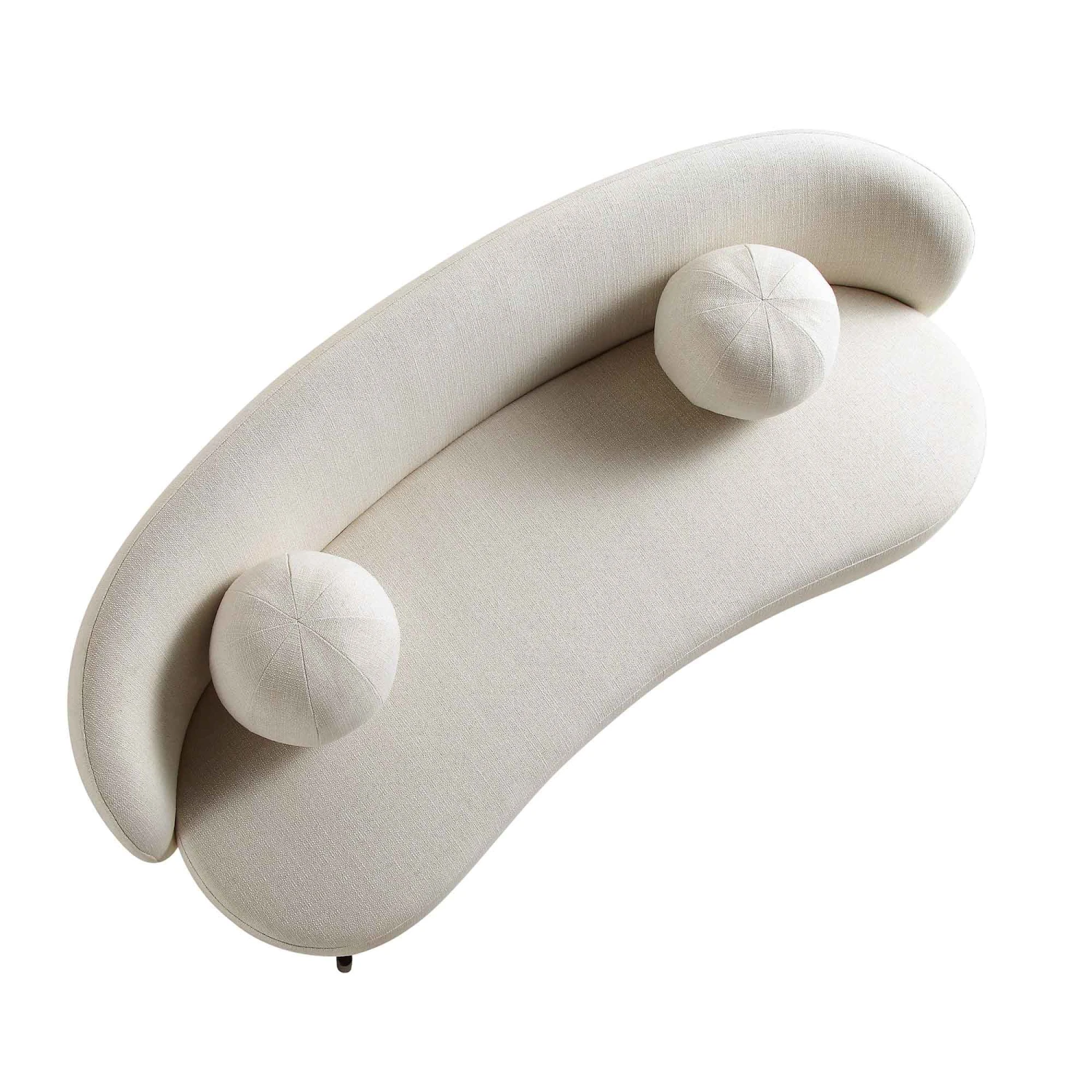 Amboise 3-Seater Curved Sofa With Ball Cushions, Beige Linen Blend 10 Amboise 3-Seater Curved Sofa With Ball Cushions, Beige Linen Blend - Image 10