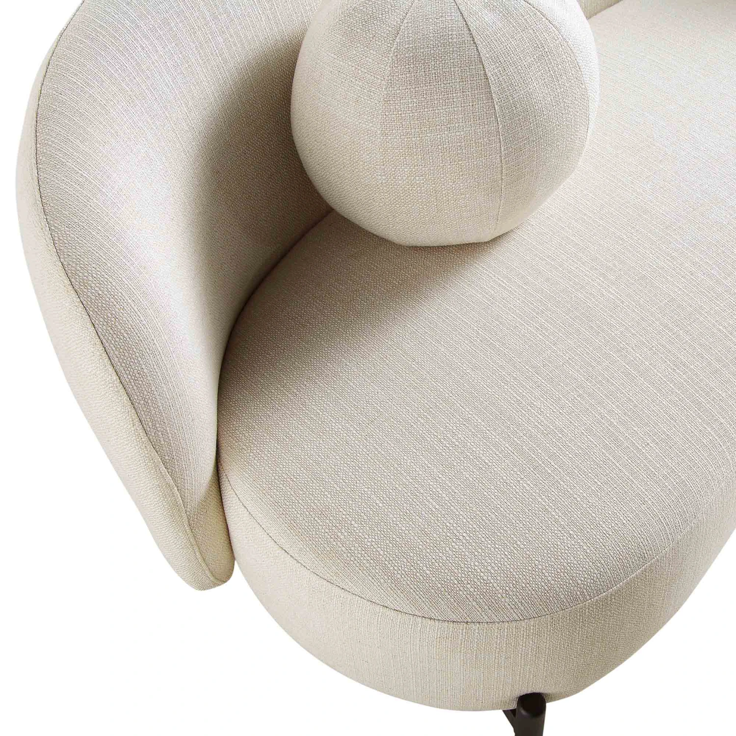Amboise 3-Seater Curved Sofa With Ball Cushions, Beige Linen Blend 14 Amboise 3-Seater Curved Sofa With Ball Cushions, Beige Linen Blend - Image 14