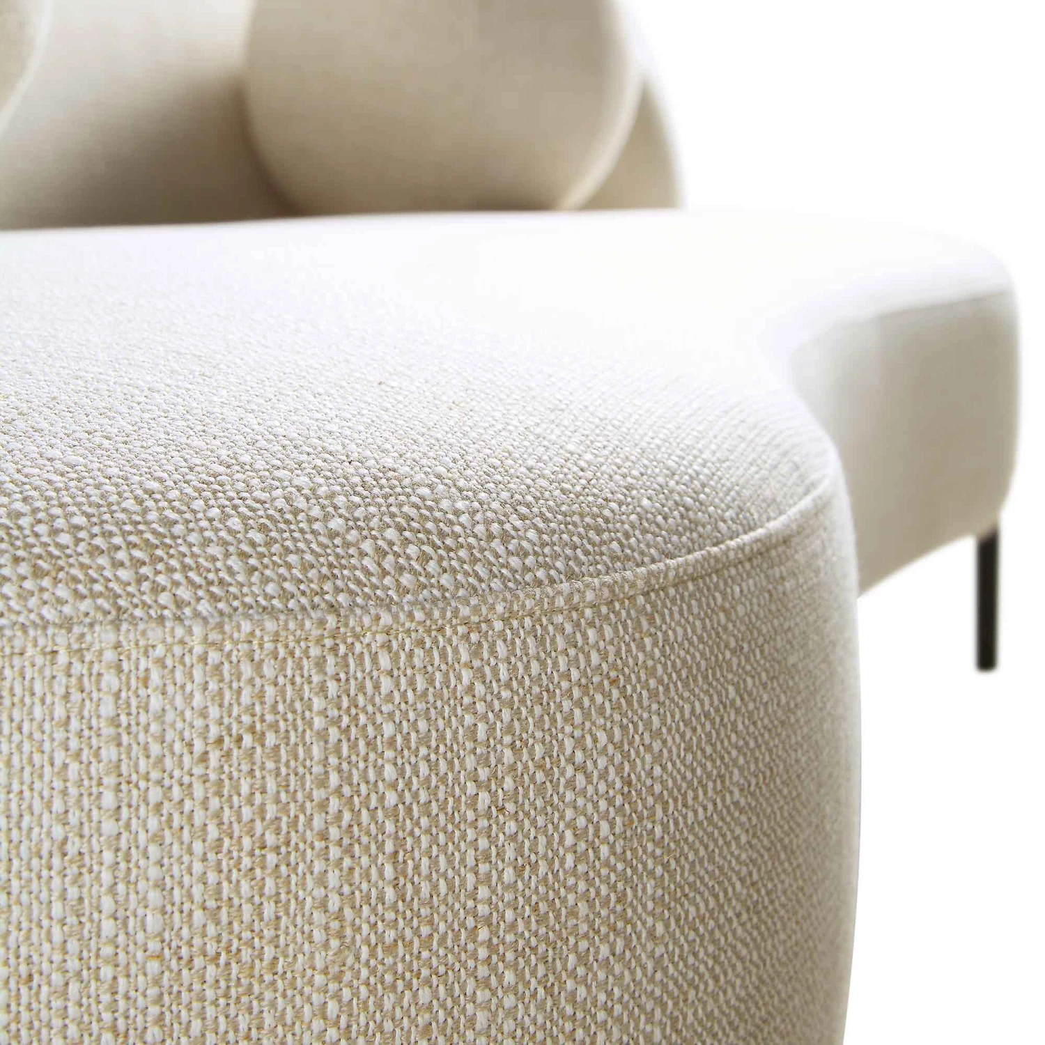 Amboise 3-Seater Curved Sofa With Ball Cushions, Beige Linen Blend 15 Amboise 3-Seater Curved Sofa With Ball Cushions, Beige Linen Blend - Image 15