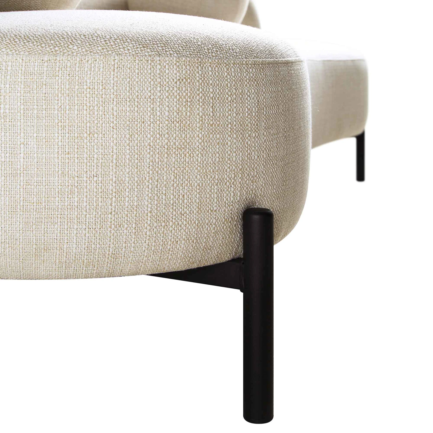 Amboise 3-Seater Curved Sofa With Ball Cushions, Beige Linen Blend 16 Amboise 3-Seater Curved Sofa With Ball Cushions, Beige Linen Blend - Image 16