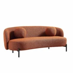 Amboise 3-Seater Curved Sofa With Ball Cushions, Brick Boucle 20 Amboise 3-Seater Curved Sofa With Ball Cushions, Brick Boucle -Daals Store XRSF 2183 BRICK BOU 3ST WB1