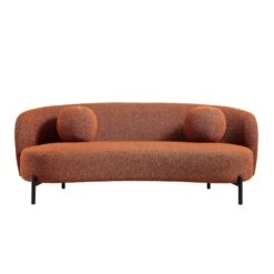 Amboise 3-Seater Curved Sofa With Ball Cushions, Brick Boucle 23 Amboise 3-Seater Curved Sofa With Ball Cushions, Brick Boucle -Daals Store XRSF 2183 BRICK BOU 3ST WB3