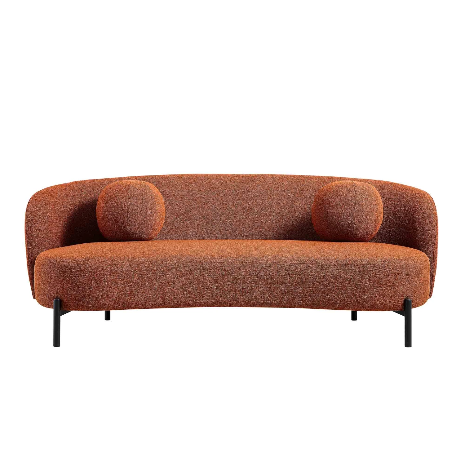Amboise 3-Seater Curved Sofa With Ball Cushions, Brick Boucle 9 Amboise 3-Seater Curved Sofa With Ball Cushions, Brick Boucle - Image 9