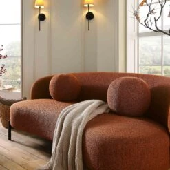 Amboise 3-Seater Curved Sofa With Ball Cushions, Brick Boucle 18 Amboise 3-Seater Curved Sofa With Ball Cushions, Brick Boucle -Daals Store XRSF 2183 BRICK BOU 3ST scene3