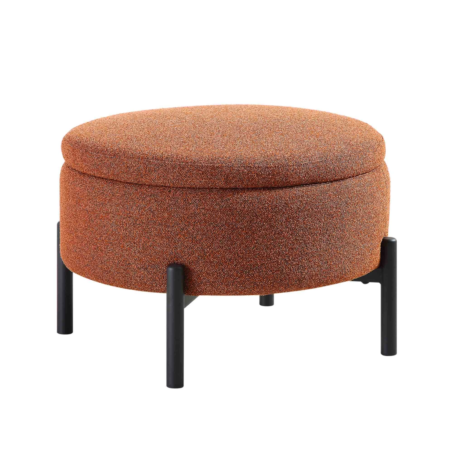 Amboise Round Storage Pouffe, Brick Boucle 4 Amboise Round Storage Pouffe, Brick Boucle - Image 4