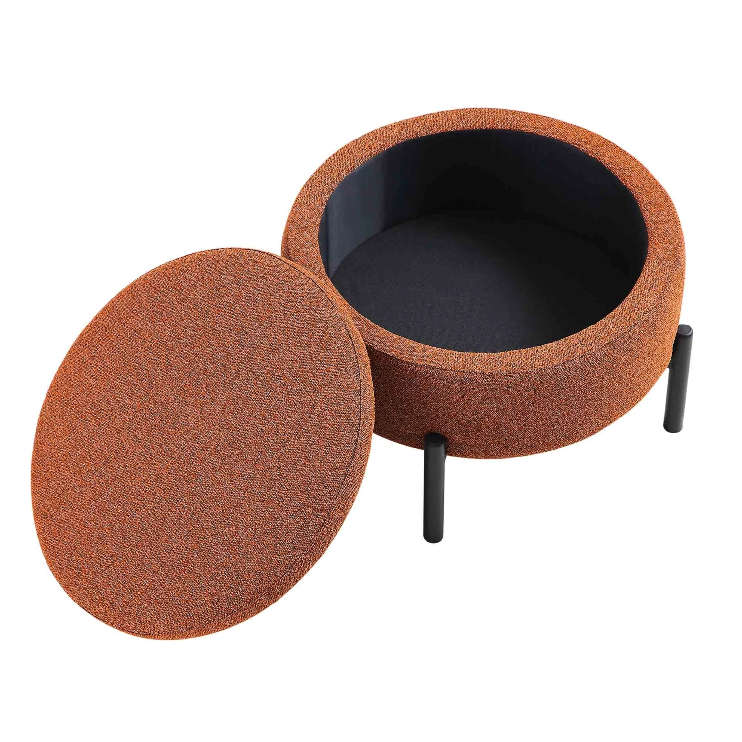 Amboise Round Storage Pouffe, Brick Boucle 5 Amboise Round Storage Pouffe, Brick Boucle - Image 5
