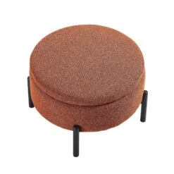 Amboise Round Storage Pouffe, Brick Boucle 16 Amboise Round Storage Pouffe, Brick Boucle -Daals Store XRSF 2183 BRICK BOU STOOL WB3