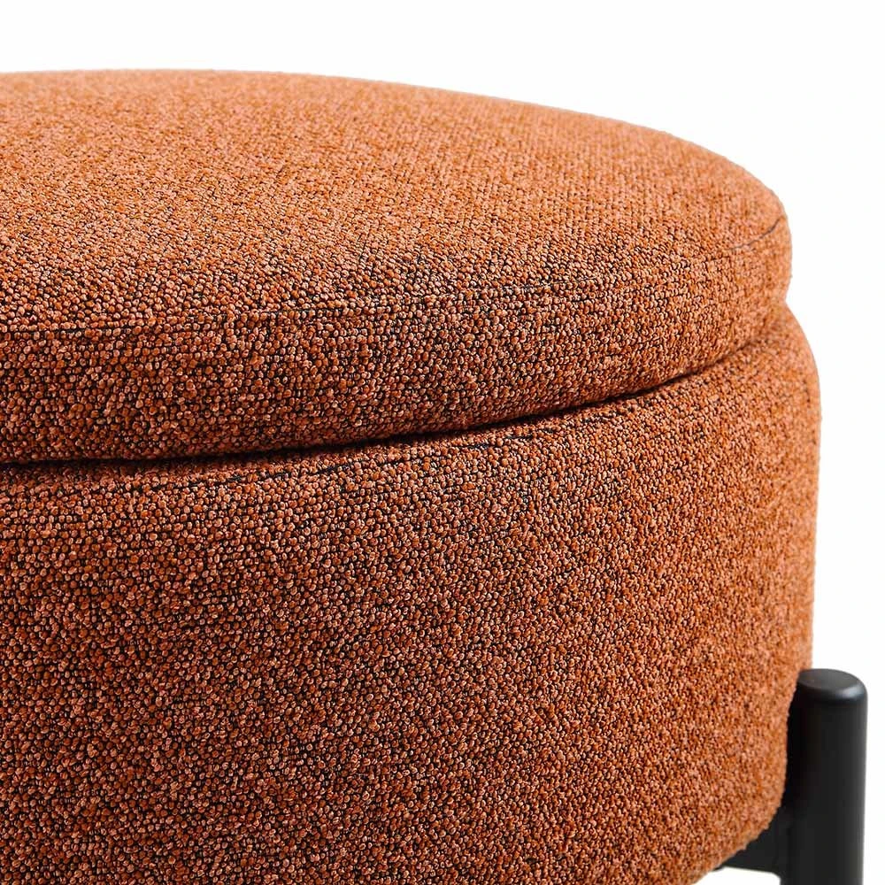 Amboise Round Storage Pouffe, Brick Boucle 8 Amboise Round Storage Pouffe, Brick Boucle - Image 8