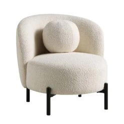 Amboise Armchair With Ball Cushion, Ecru Boucle -Daals Store XRSF 2183 ERCU BOU 1ST WB2