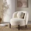 Amboise Armchair With Ball Cushion, Ecru Boucle