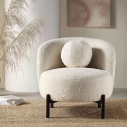 Amboise Armchair With Ball Cushion, Ecru Boucle -Daals Store XRSF 2183 ERCU BOU 1ST scene2