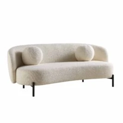 Amboise 3-Seater Curved Sofa With Ball Cushions, Ecru Boucle -Daals Store XRSF 2183 ERCU BOU 3ST WB1