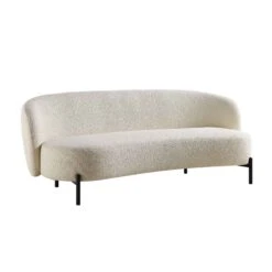 Amboise 3-Seater Curved Sofa With Ball Cushions, Ecru Boucle -Daals Store XRSF 2183 ERCU BOU 3ST WB2