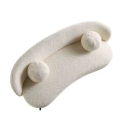 Amboise 3-Seater Curved Sofa With Ball Cushions, Ecru Boucle -Daals Store XRSF 2183 ERCU BOU 3ST WB4