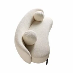 Amboise 3-Seater Curved Sofa With Ball Cushions, Ecru Boucle -Daals Store XRSF 2183 ERCU BOU 3ST WB5