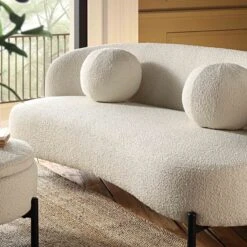 Amboise 3-Seater Curved Sofa With Ball Cushions, Ecru Boucle -Daals Store XRSF 2183 ERCU BOU 3ST scene3