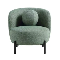 Amboise Armchair With Ball Cushion, Spruce Green Textured Fabric -Daals Store XRSF 2183 GREEN BOU 1ST WB1