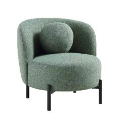 Amboise Armchair With Ball Cushion, Spruce Green Textured Fabric -Daals Store XRSF 2183 GREEN BOU 1ST WB2
