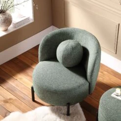 Amboise Armchair With Ball Cushion, Spruce Green Textured Fabric -Daals Store XRSF 2183 GREEN BOU 1ST scene2