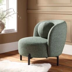 Amboise Armchair With Ball Cushion, Spruce Green Textured Fabric -Daals Store XRSF 2183 GREEN BOU 1ST scene3