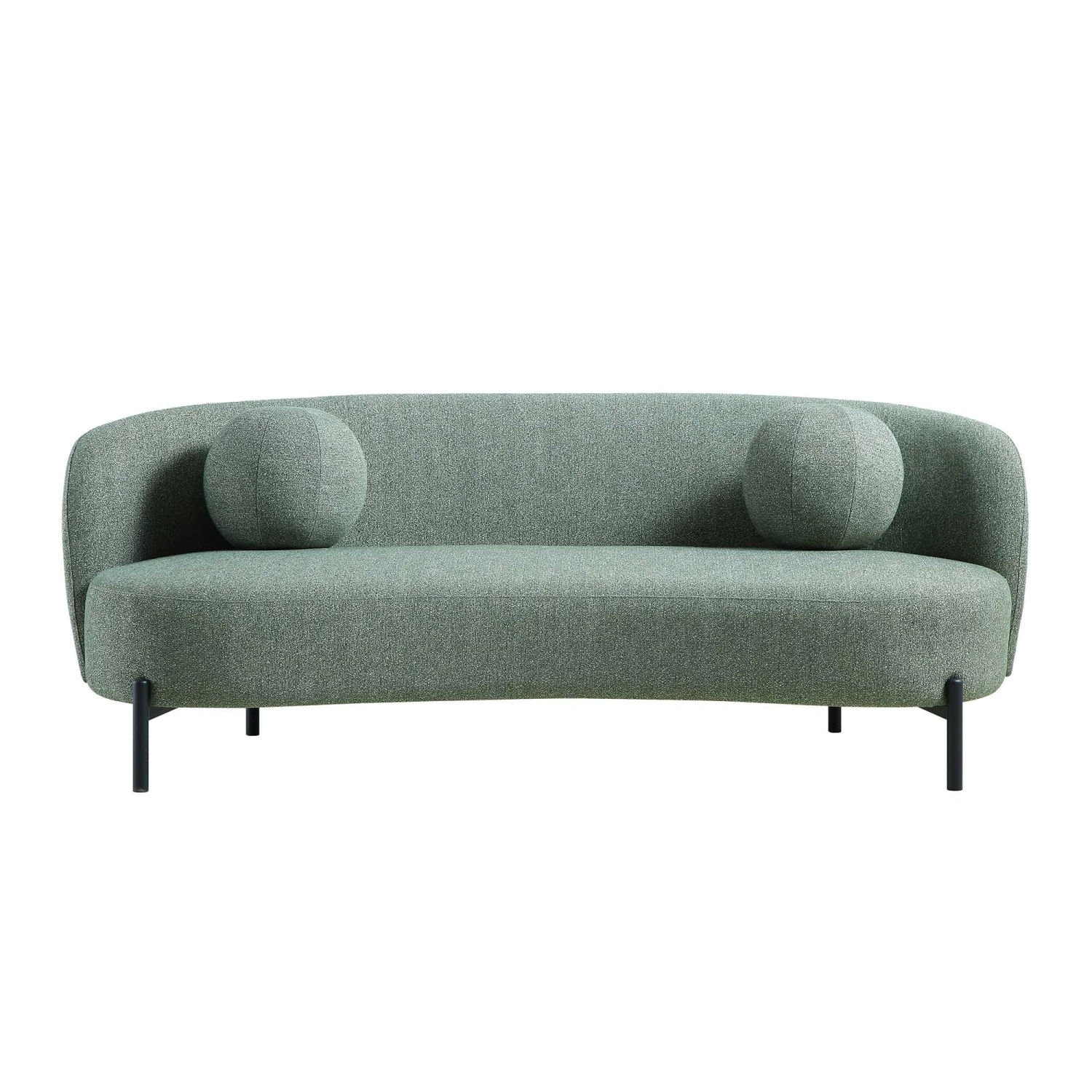 Amboise 3-Seater Curved Sofa With Ball Cushions, Spruce Green Textured Fabric 5 Amboise 3-Seater Curved Sofa With Ball Cushions, Spruce Green Textured Fabric - Image 5