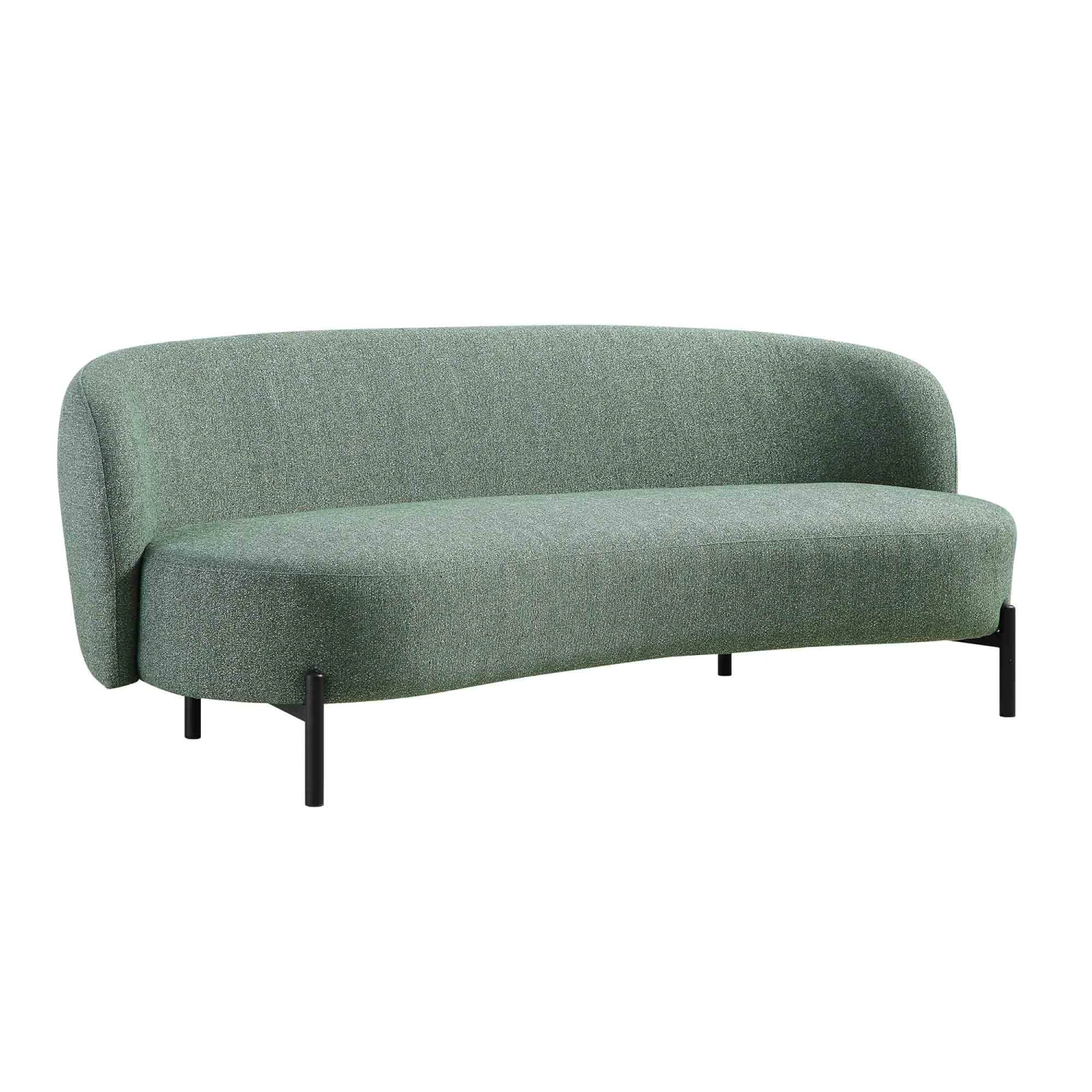 Amboise 3-Seater Curved Sofa With Ball Cushions, Spruce Green Textured Fabric 8 Amboise 3-Seater Curved Sofa With Ball Cushions, Spruce Green Textured Fabric - Image 8
