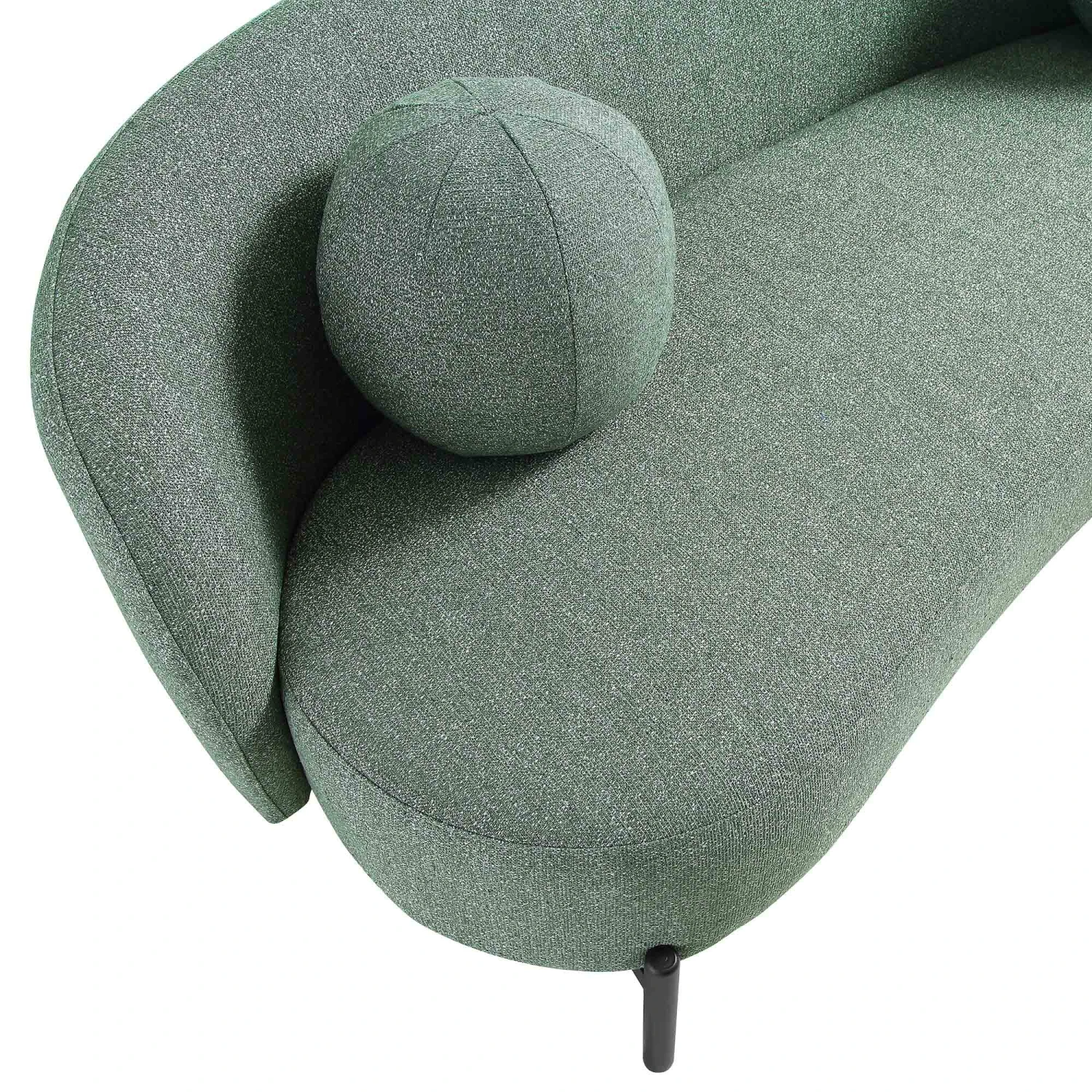 Amboise 3-Seater Curved Sofa With Ball Cushions, Spruce Green Textured Fabric 12 Amboise 3-Seater Curved Sofa With Ball Cushions, Spruce Green Textured Fabric - Image 12