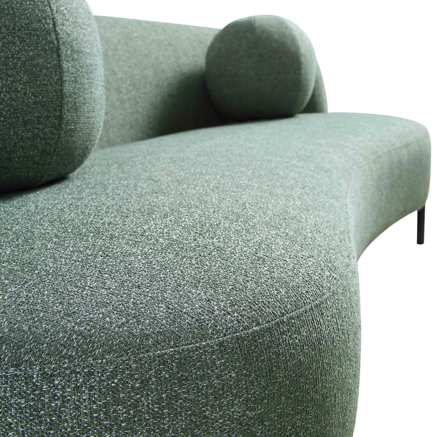 Amboise 3-Seater Curved Sofa With Ball Cushions, Spruce Green Textured Fabric 13 Amboise 3-Seater Curved Sofa With Ball Cushions, Spruce Green Textured Fabric - Image 13
