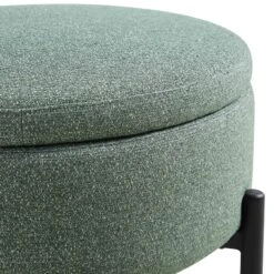 Amboise Round Storage Pouffe, Spruce Green Textured Fabric -Daals Store XRSF 2183 GREEN BOU STOOL detail2