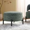 Amboise Round Storage Pouffe, Spruce Green Textured Fabric 29 Amboise Round Storage Pouffe, Spruce Green Textured Fabric -Daals Store XRSF 2183 GREEN BOU STOOL main