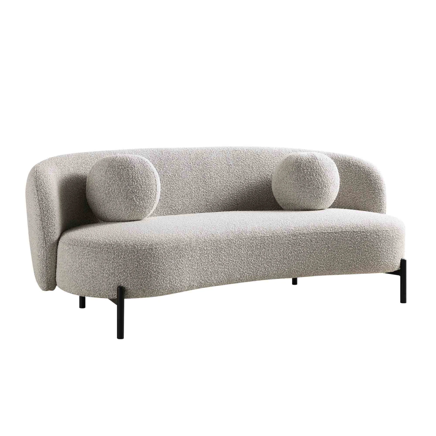 Amboise 3-Seater Curved Sofa With Ball Cushions, Mist Grey Boucle 5 Amboise 3-Seater Curved Sofa With Ball Cushions, Mist Grey Boucle - Image 5