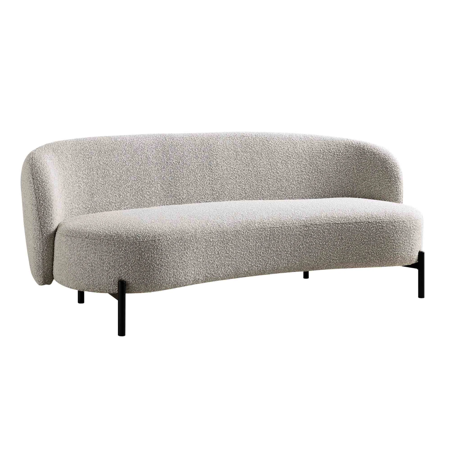Amboise 3-Seater Curved Sofa With Ball Cushions, Mist Grey Boucle 6 Amboise 3-Seater Curved Sofa With Ball Cushions, Mist Grey Boucle - Image 6